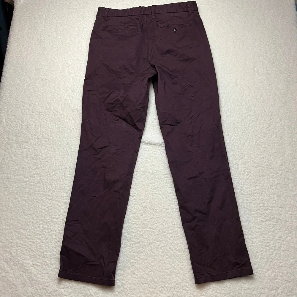 Everlane Mens‎ Slim Fit Performance Chino Pants Burgundy Maroon 33x32